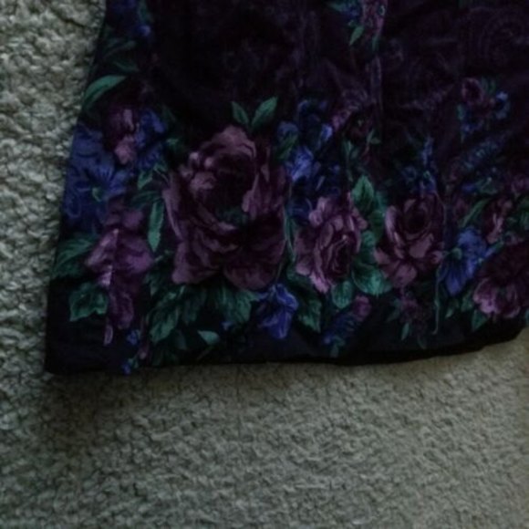 Jantzen Classics Women's 10 Purple Stretch Floral Peasant Skirt Rayon 27" 33" - Picture 5 of 6
